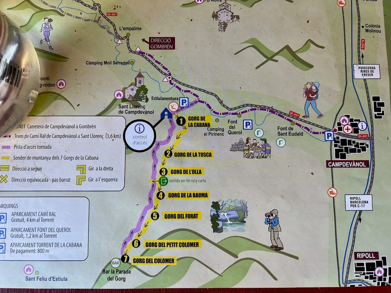 Map of 7 Gorgs route and parking spot